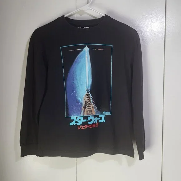 GAP Teen x STAR WARS SZ 10 Moonless Night LS Graphic T Shirt Return of the Jedi - Picture 1 of 9